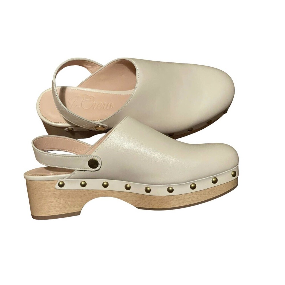 J.Crew Convertible Leather Grace Clogs Luxury Dusty Ivory SZ 8.5 BA188